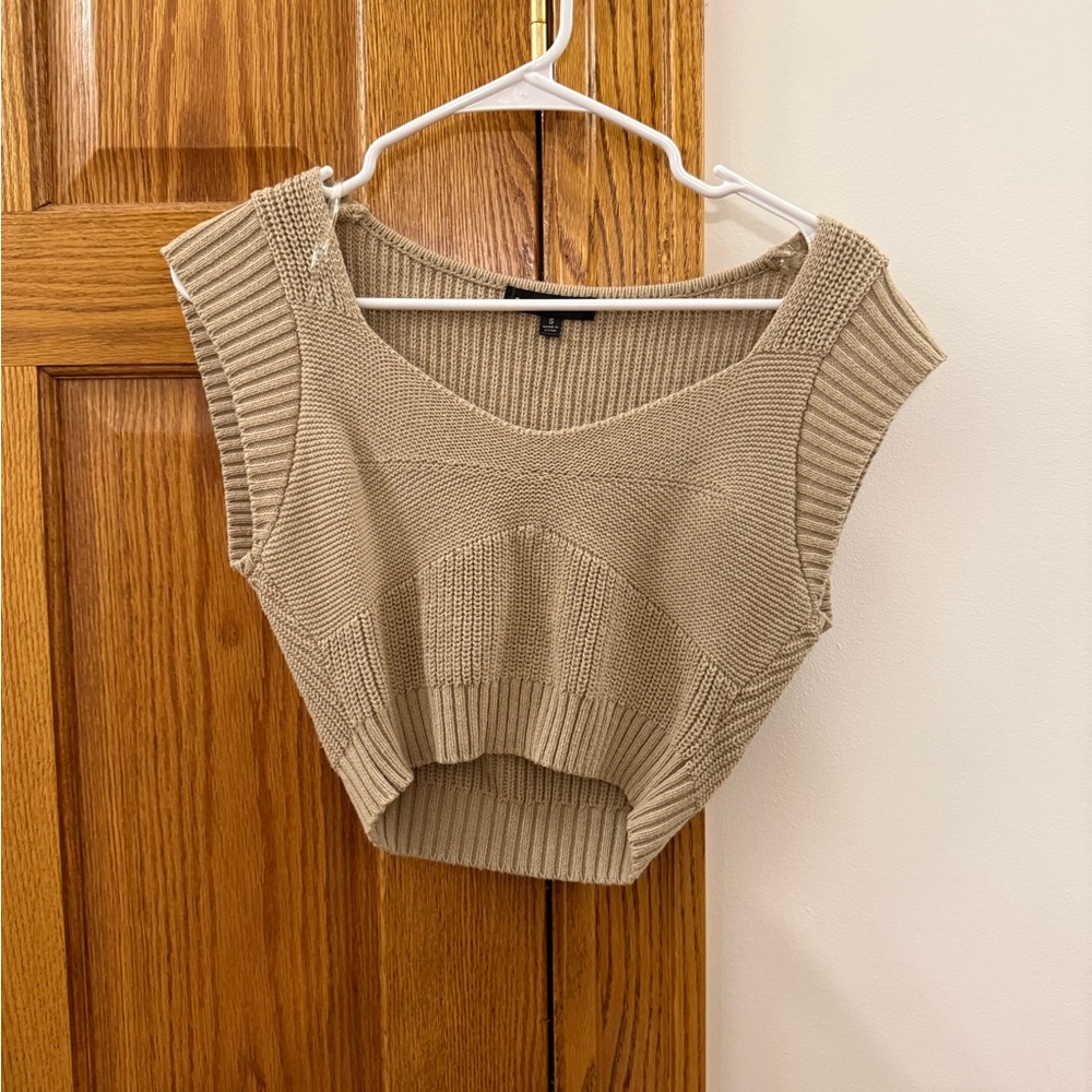 Blue Blush Tan Knit Crop Top